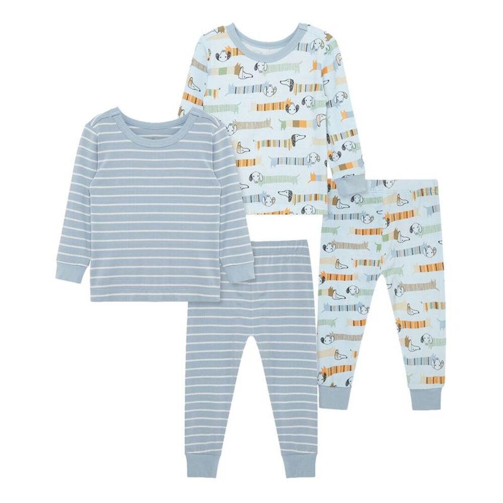 Little Me 4Pc Puppy Bamboo Pajama Set, Blue